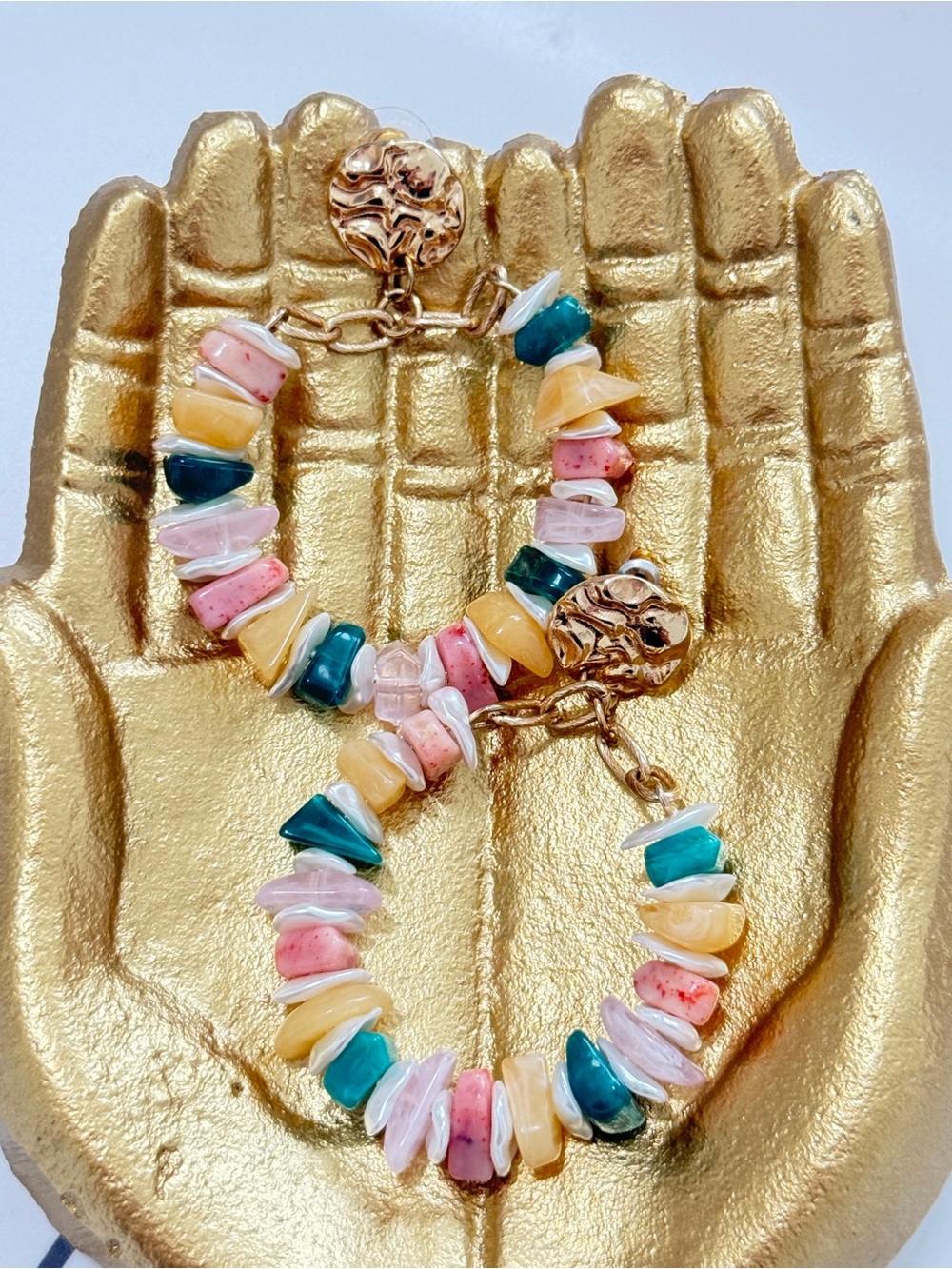 Natasha, Gold Accent Multi Colored Stone Hoop Earrings